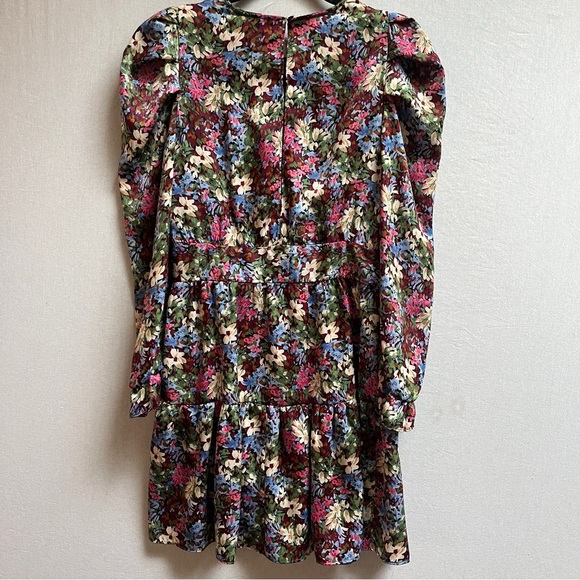 Zara Floral Multicolor Ruched Waist Dress Sz S - Picture 3 of 10